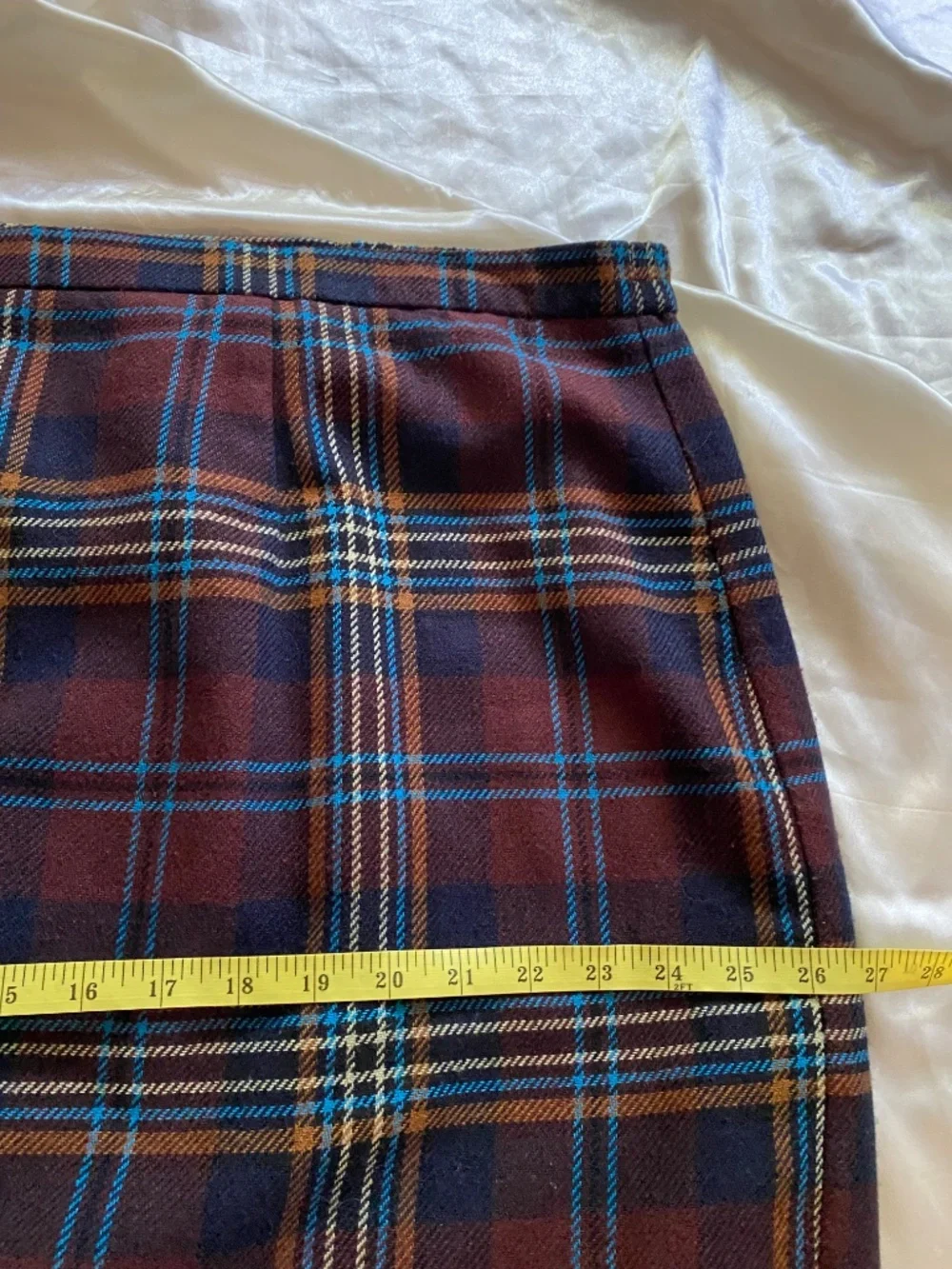 Vintage 1990s Plaid Tartan Fringe Skirt Academia Preppy Size 22W Plus Fall